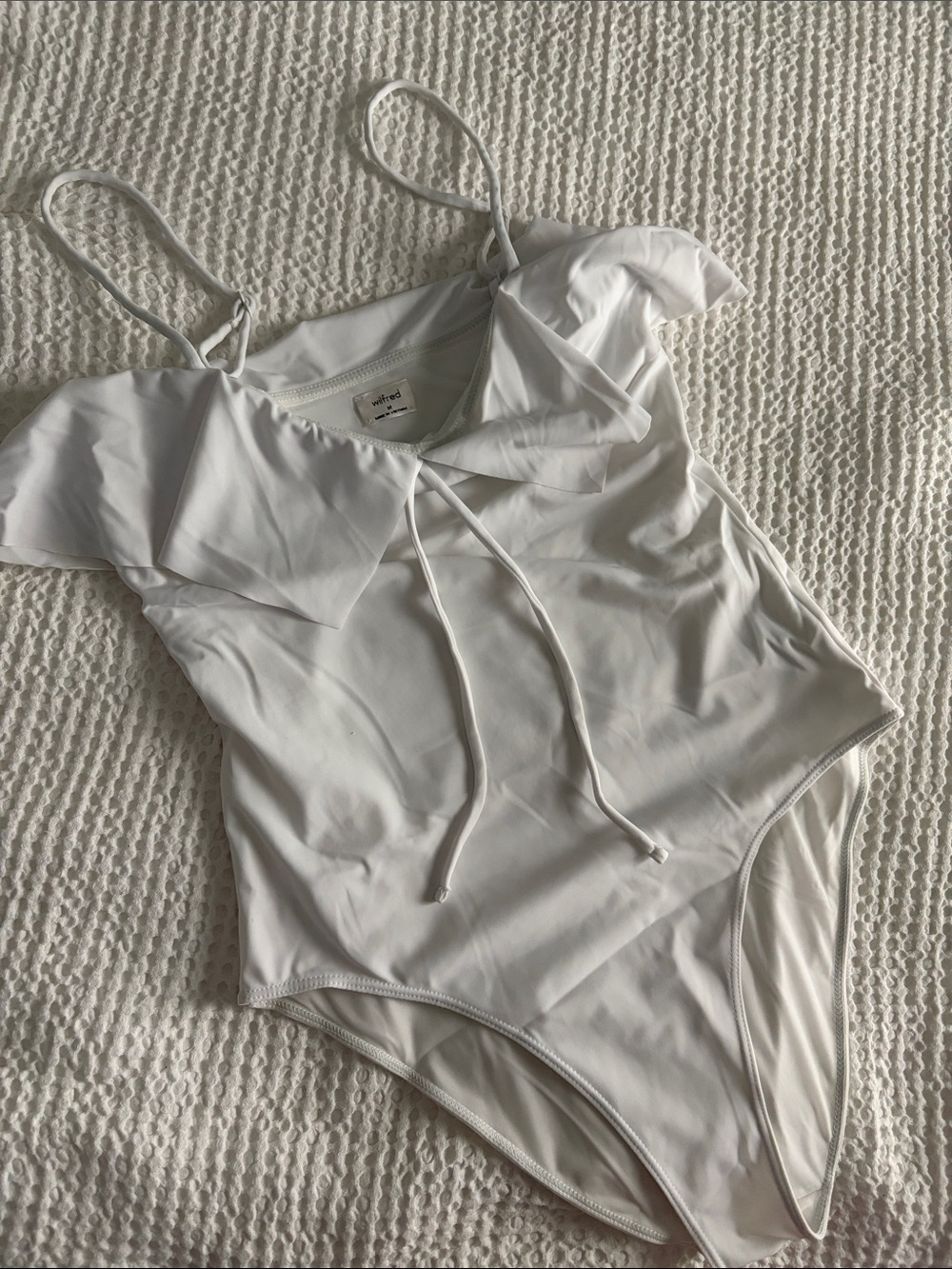 Wilfred White Ruffle-Detail One-Piece Swimsuit NWOT